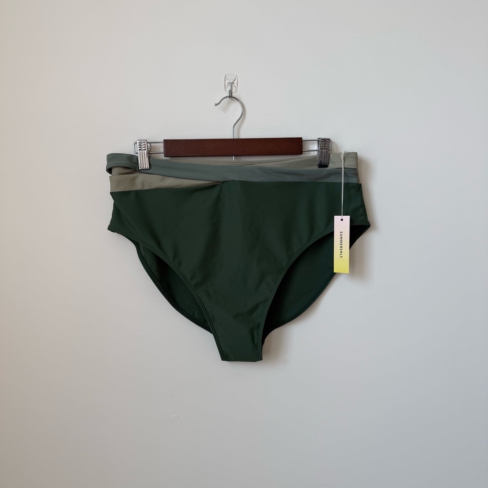 NEW Summersalt The Wrap High Leg High Rise Bikini Bottom Green Size 14